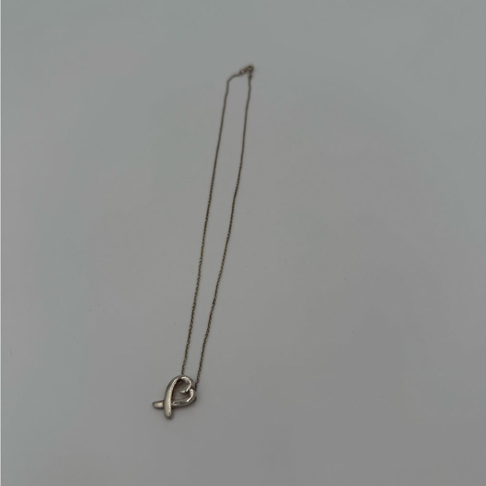Tiffany & Co. Silver Ribbon Heart Necklace